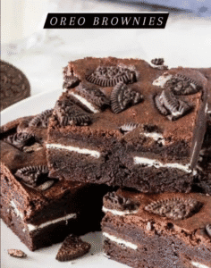 Brownie with oreo cookies